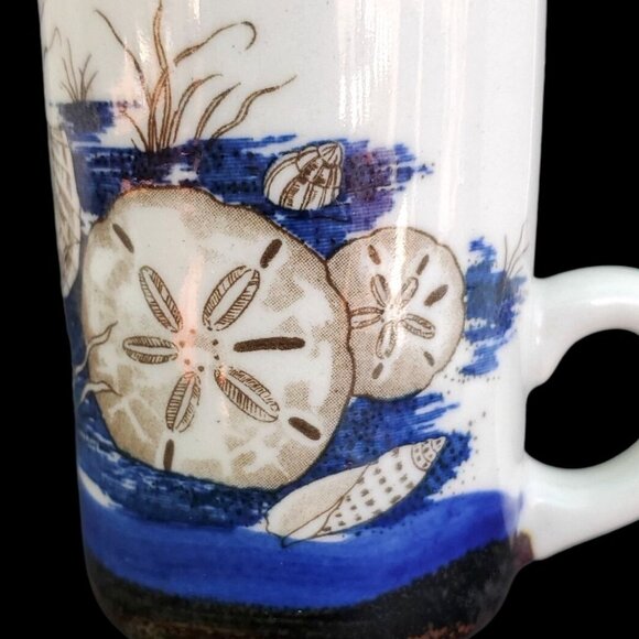 Otagiri Cup Ceramic Irish Coffee Demitasse Mug Seashell Sand Dollar 1970s - Picture 3 of 12